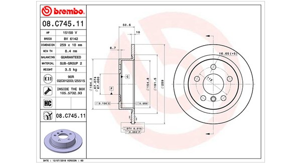 MAGNETI MARELLI Bremseskive 360406161901 fuld 259mm 10mm for MINI