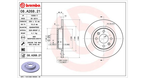 MAGNETI MARELLI Bremseskive 360406164101 fuld 259mm 12mm for RENAULT