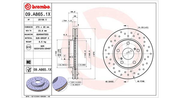 MAGNETI MARELLI Bremseskive 360406132002 ventileret 273mm 26mm for TOYOTA