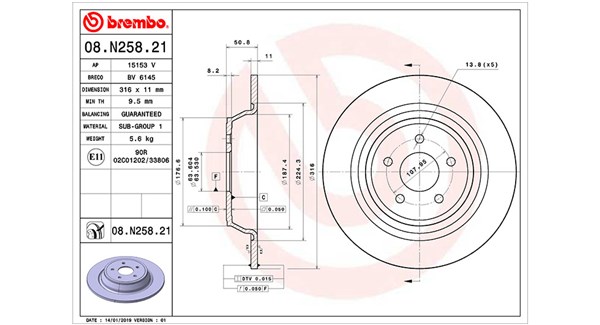 MAGNETI MARELLI Bremseskive 360406165701 fuld 316mm 11mm for FORD FORD USA LINCOLN FORD (CHANGAN)