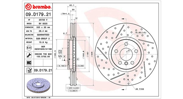 MAGNETI MARELLI Bremseskive 360406166801 ventileret 335mm 30mm for MINI