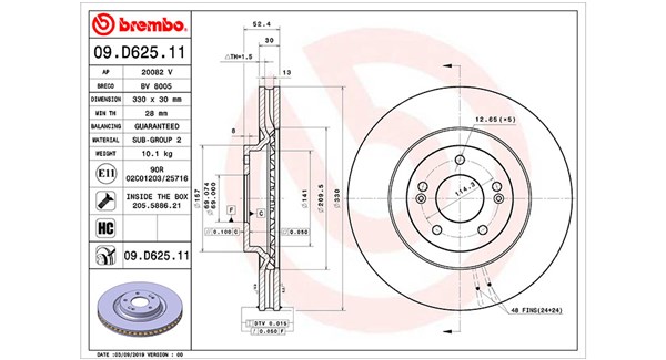 MAGNETI MARELLI Bremseskive 360406167901 ventileret 330mm 30mm for HYUNDAI