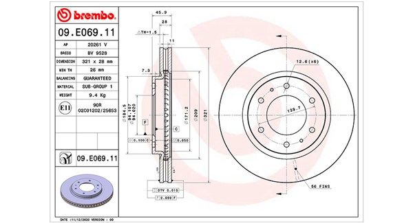 MAGNETI MARELLI Bremseskive 360406172801 ventileret 321mm 28mm for MITSUBISHI