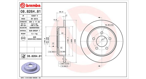 MAGNETI MARELLI Bremseskive 360406170001 285mm 11mm for JEEP CHRYSLER