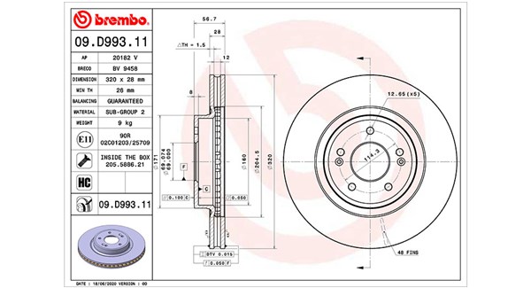 MAGNETI MARELLI Bremseskive 360406174201 ventileret 320mm 28mm for KIA GENESIS