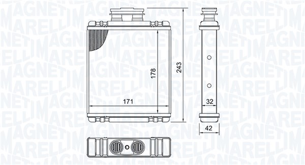 MAGNETI MARELLI Varmeelement, kabinevarme 350218517000 for VAG