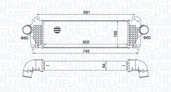 MAGNETI MARELLI Ladeluftkøler 351319205740 for IVECO