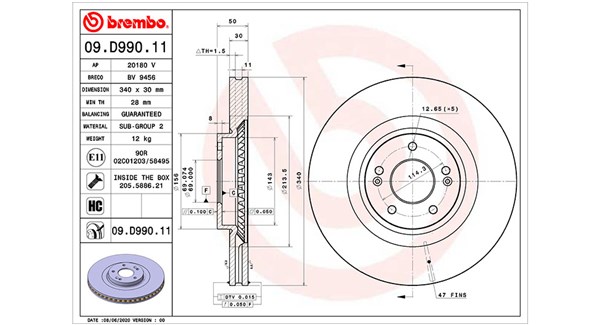 MAGNETI MARELLI Bremseskive 360406171801 ventileret 340mm 30mm for KIA