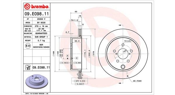 MAGNETI MARELLI Bremseskive 360406172001 ventileret 278mm 18mm for SUBARU