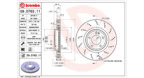 MAGNETI MARELLI Bremseskive 360406171701 indvendig ventileret 370mm 32mm for MERCEDES-BENZ