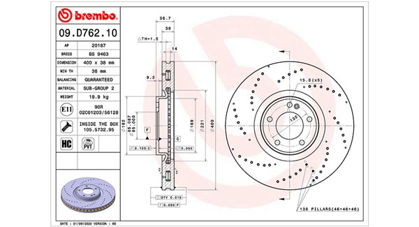 MAGNETI MARELLI Bremseskive 360406171201 indvendig ventileret 400mm 38mm for MERCEDES-BENZ
