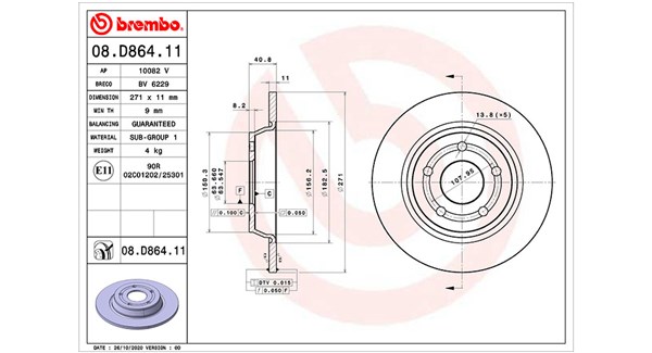 MAGNETI MARELLI Bremseskive 360406173401 fuld 271mm 11mm for FORD