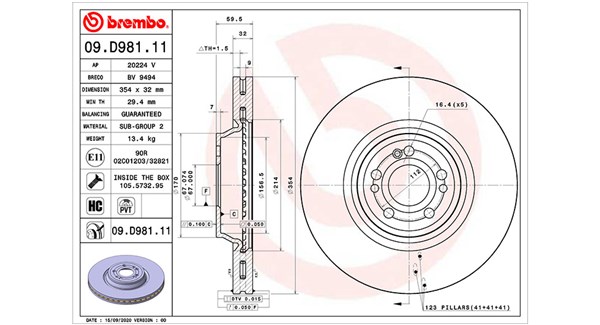 MAGNETI MARELLI Bremseskive 360406169301 354mm 32mm for MERCEDES-BENZ
