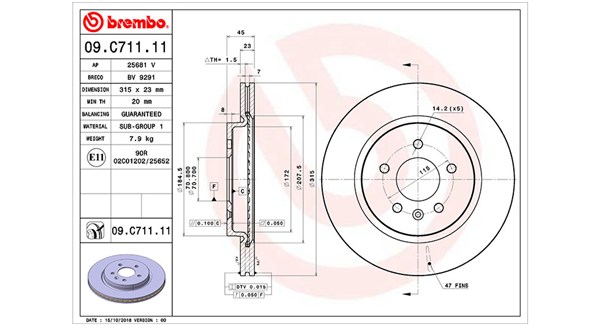 MAGNETI MARELLI Bremseskive 360406171401 ventileret 315mm 23mm for OPEL