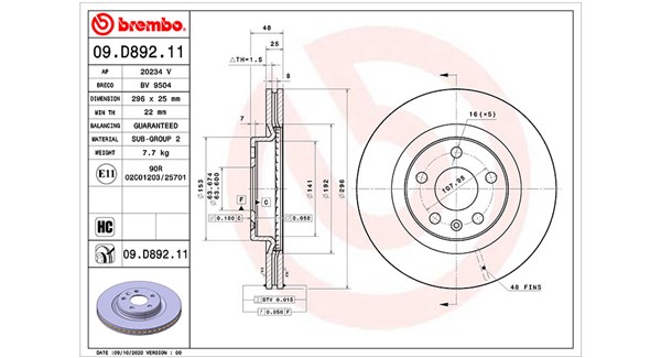 MAGNETI MARELLI Bremseskive 360406173801 ventileret 296mm 25mm for VOLVO