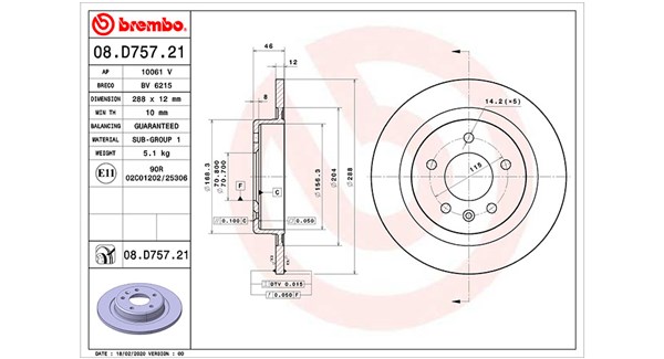 MAGNETI MARELLI Bremseskive 360406168701 288mm 12mm for CHEVROLET (SGM) BUICK OPEL