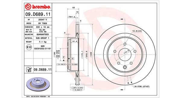 MAGNETI MARELLI Bremseskive 360406171601 ventileret 330mm 16mm for INFINITI