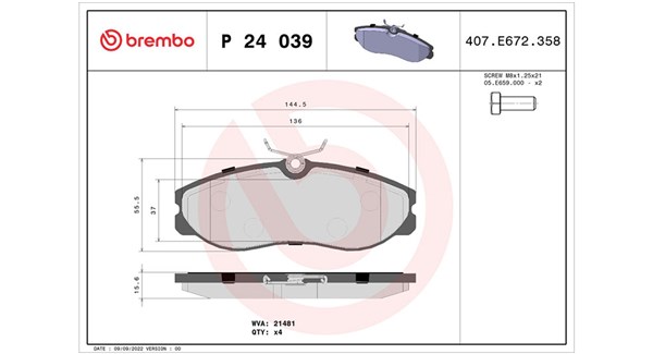 MAGNETI MARELLI Bremseklodser 363700424039 for FORD NISSAN