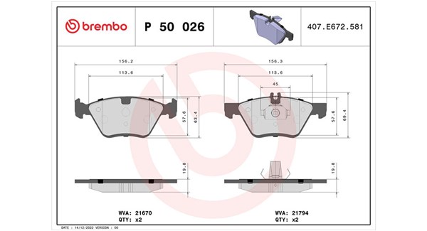 MAGNETI MARELLI Bremseklodser 363700450026 for CHRYSLER MERCEDES-BENZ