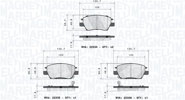 MAGNETI MARELLI Bremseklodser 363700410073 for CHEVROLET