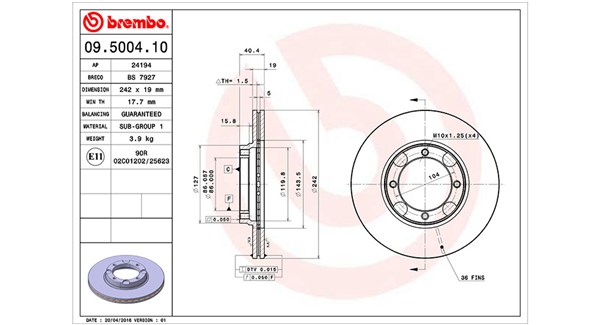 MAGNETI MARELLI Bremseskive 360406000200 242mm 19mm for HYUNDAI