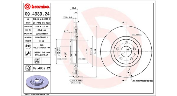 MAGNETI MARELLI Bremseskive 360406000300 284mm 22mm for OPEL LANCIA ALFA ROMEO FIAT VAUXHALL