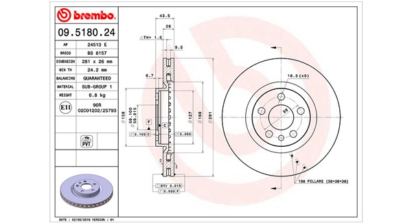 MAGNETI MARELLI Bremseskive 360406000600 281mm 26mm for LANCIA PEUGEOT CITROËN