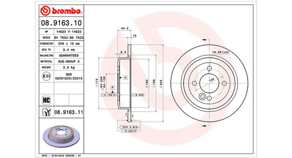 MAGNETI MARELLI Bremseskive 360406002800 fuld 259mm 10mm for MINI