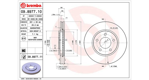 MAGNETI MARELLI Bremseskive 360406005200 ventileret 281mm 28mm for CHRYSLER PLYMOUTH DODGE