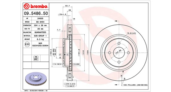 MAGNETI MARELLI Bremseskive 360406005300 324mm 28mm for FORD