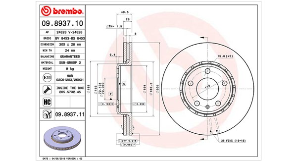 MAGNETI MARELLI Bremseskive 360406008800 ventileret 305mm 28mm for OPEL VAUXHALL NISSAN RENAULT