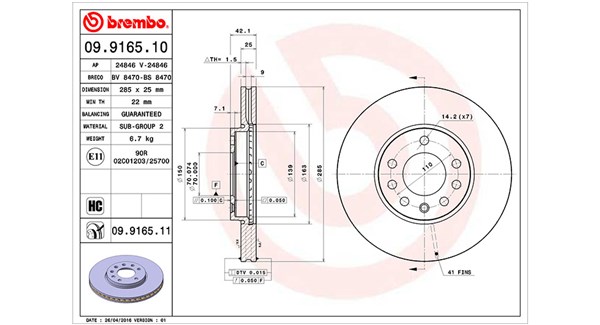 MAGNETI MARELLI Bremseskive 360406008300 ventileret 285mm 25mm for OPEL SAAB FIAT VAUXHALL CADILLAC