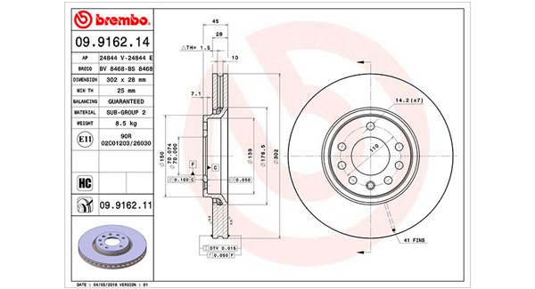 MAGNETI MARELLI Bremseskive 360406008200 ventileret 302mm 28mm for OPEL SAAB VAUXHALL CADILLAC