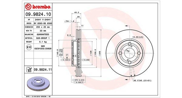 MAGNETI MARELLI Bremseskive 360406009200 255mm 25mm for TOYOTA