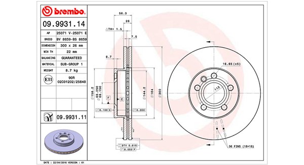 MAGNETI MARELLI Bremseskive 360406009400 300mm 26mm for FORD VW VAG