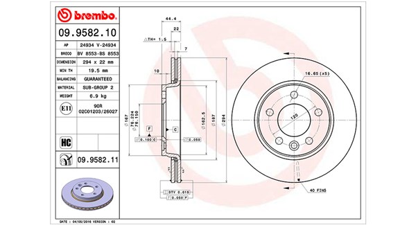 MAGNETI MARELLI Bremseskive 360406009500 ventileret 294mm 22mm for VW