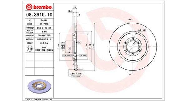 MAGNETI MARELLI Bremseskive 360406009700 250mm 10mm for ALFA ROMEO