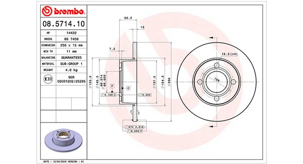 MAGNETI MARELLI Bremseskive 360406012400 256mm 13mm for VW RENAULT