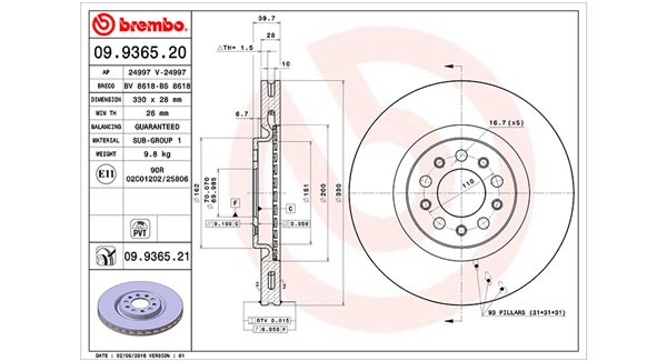 MAGNETI MARELLI Bremseskive 360406011700 330mm 28mm for ALFA ROMEO JEEP (GAC FCA)