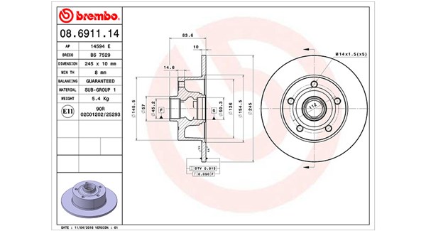 MAGNETI MARELLI Bremseskive 360406012700 245mm 10mm for AUDI
