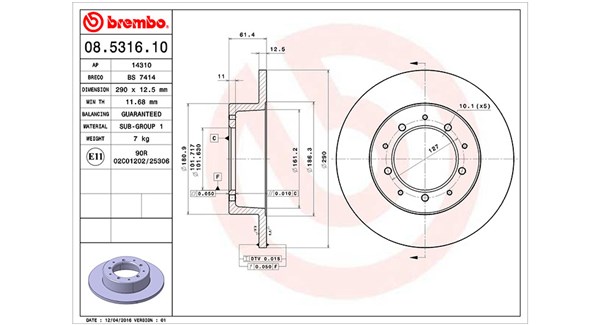 MAGNETI MARELLI Bremseskive 360406014100 290mm 13mm for LAND ROVER ROVER
