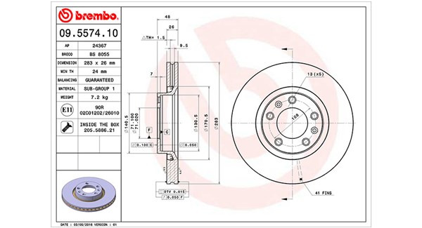 MAGNETI MARELLI Bremseskive 360406018200 283mm 26mm for PEUGEOT CITROËN TOYOTA
