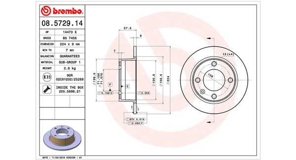 MAGNETI MARELLI Bremseskive 360406018100 224mm 9mm for CITROËN PEUGEOT