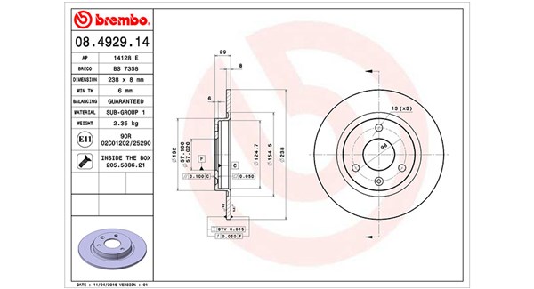 MAGNETI MARELLI Bremseskive 360406017700 238mm 8mm for CITROËN PEUGEOT
