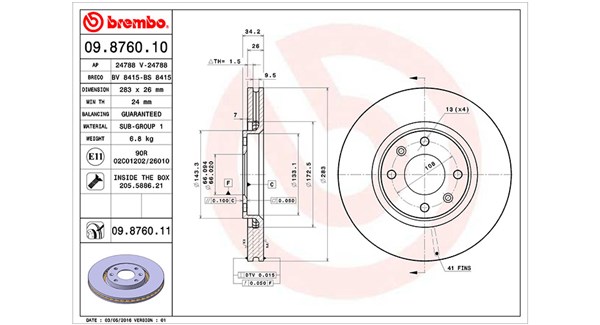 MAGNETI MARELLI Bremseskive 360406018900 283mm 26mm for PEUGEOT OPEL CITROËN