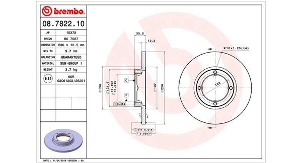 MAGNETI MARELLI Bremseskive 360406020200 236mm 13mm for DAEWOO