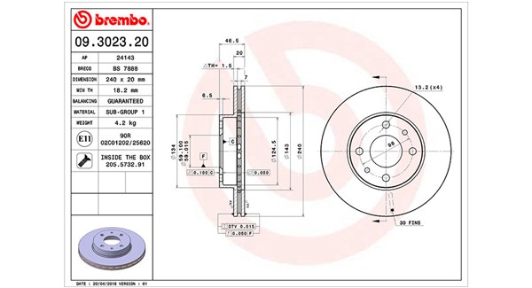 MAGNETI MARELLI Bremseskive 360406021200 240mm 20mm for LANCIA FIAT