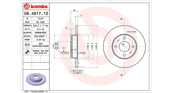 MAGNETI MARELLI Bremseskive 360406021400 240mm 11mm for ZASTAVA ALFA ROMEO FIAT LANCIA