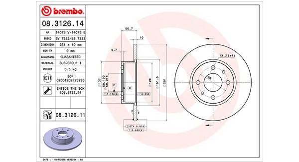 MAGNETI MARELLI Bremseskive 360406021000 252mm 10mm for LANCIA FIAT ALFA ROMEO
