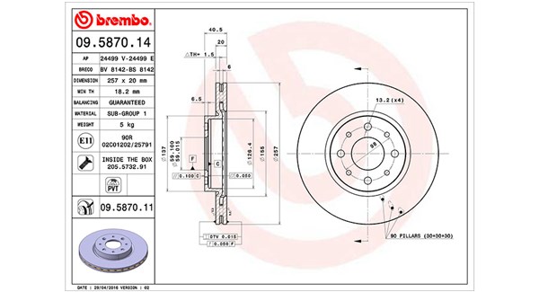 MAGNETI MARELLI Bremseskive 360406021900 257mm 20mm for LANCIA FIAT ALFA ROMEO FIAT (NANJING)